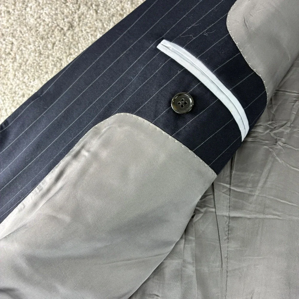 Jack Victor Von Maur Mens 42R Navy Pinstripe‎ Wool Two Button Blazer Jacket